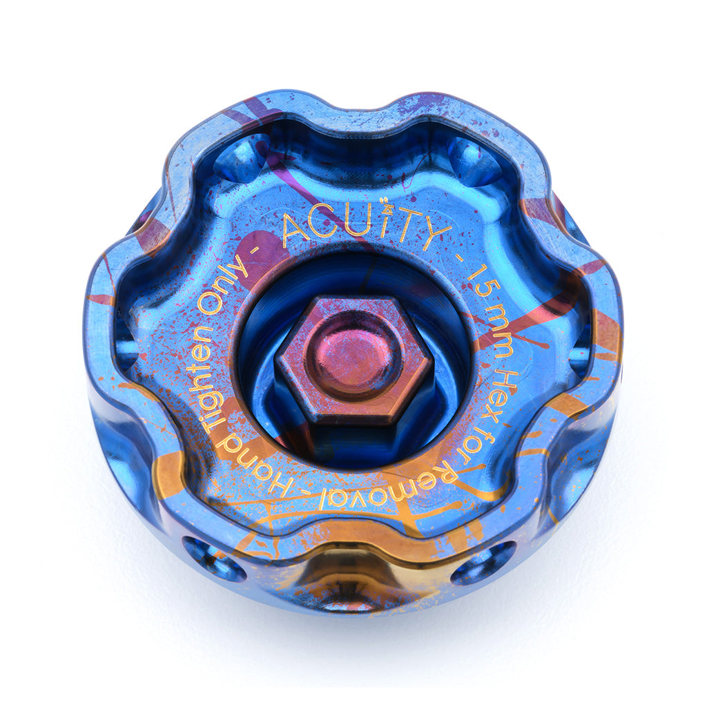 Podium-Ti Oil Cap in Splatter Titanium Finish for Hondas
