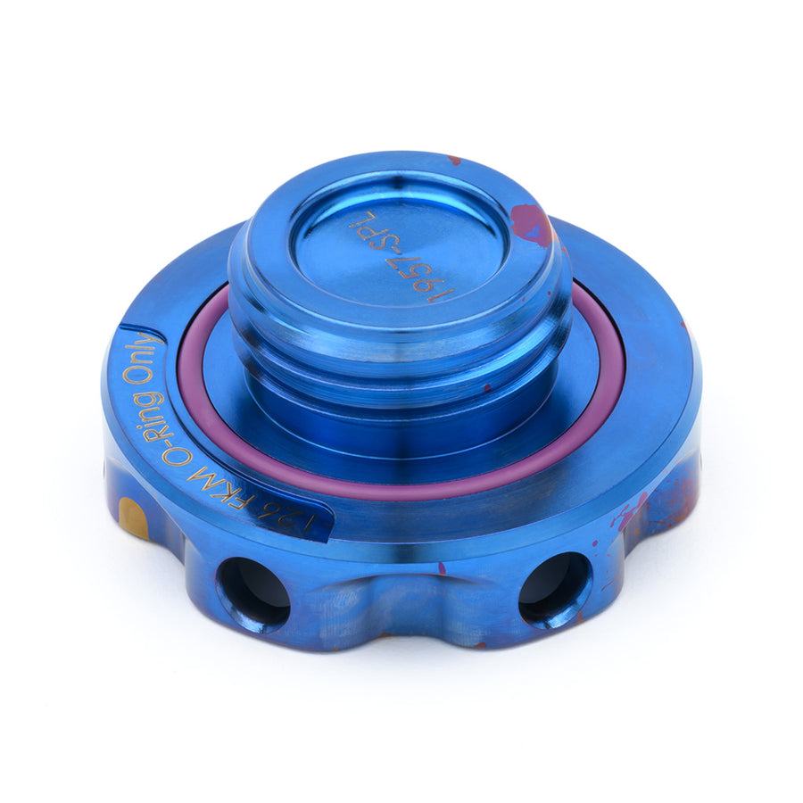 Podium-Ti Oil Cap in Splatter Titanium Finish for Hondas/Acuras