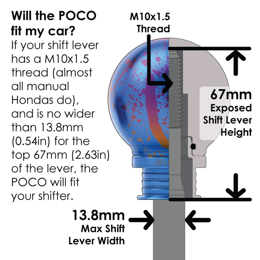 POCO-Ti Low Profile Shift Knob in Splatter Titanium Finish (M10x1.5)