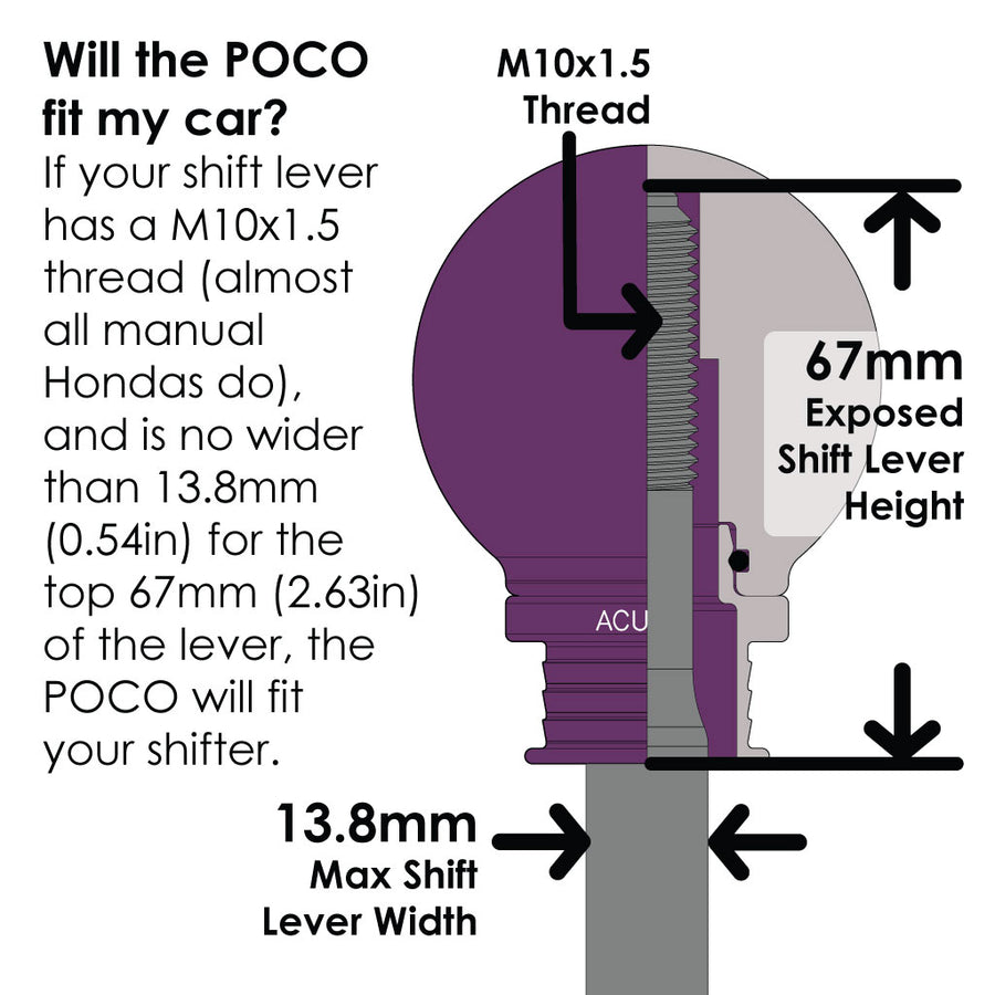 POCO Low-Profile Shift Knob in Satin Purple Finish (M10X1.5)