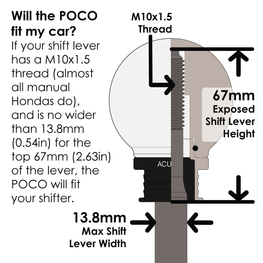 POCO Insulated Low-Profile Shift Knob in White (M10X1.5)